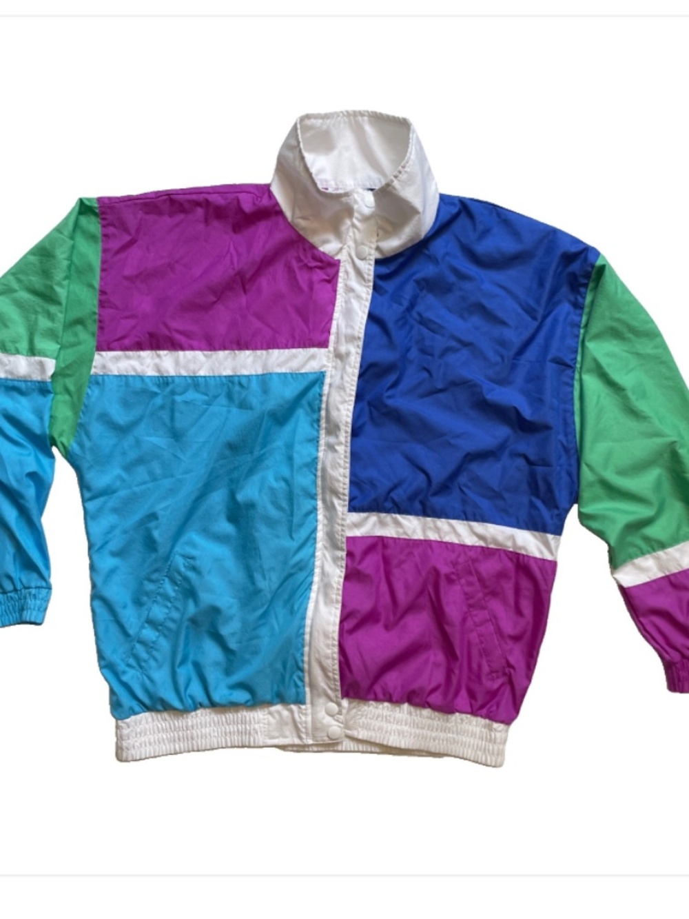 Vtg 90's Lavon Pullover Jacket Size M/L Oversized Colorblock Nylon windbreaker